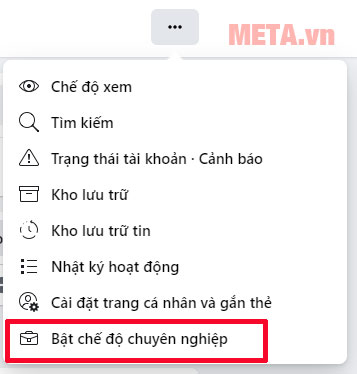 Cách bật chế độ chuyên nghiệp trên Facebook để kiếm tiền META vn