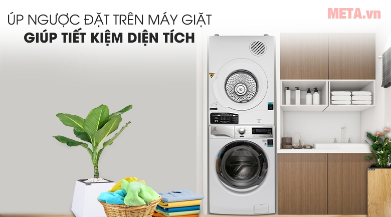 Tùy từng model sản phẩm mới thực hiện được tính năng để máy giặt và máy sấy chồng lên nhau 