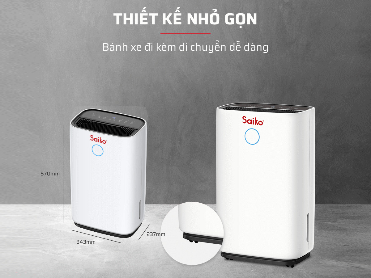 Thiết kế nhỏ gọn của máy hút ẩm Saiko
