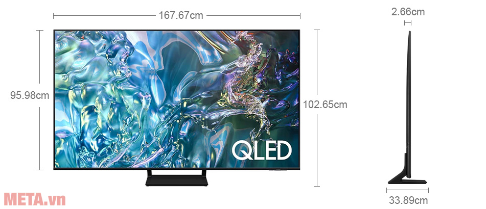 Smart Tivi Samsung 4K 75 inch UA75AU7000KXXV (New 2021) Kích thước Smart TV QLED 4K Samsung 75 inch QA75Q60DAKXXV