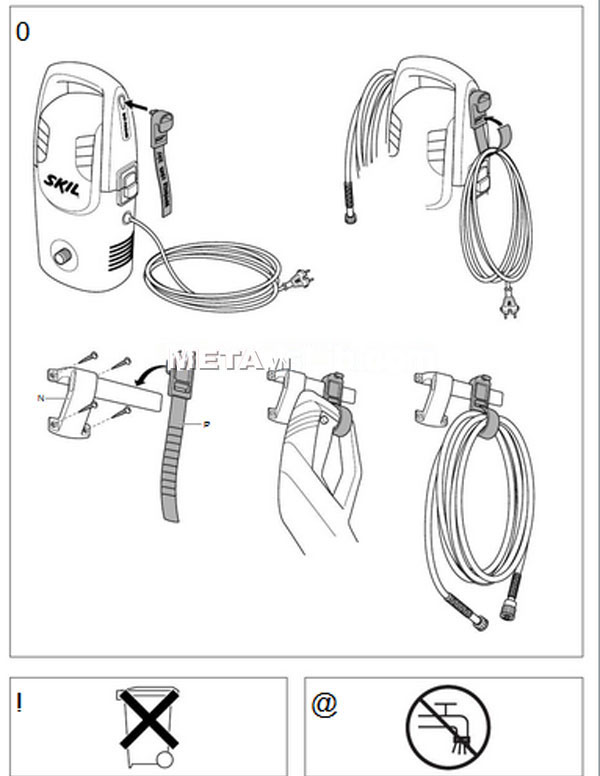 Sử dụng xong nên quấn ống dẫn nước gấp gọi và treo lên