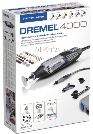 Hộp giấy bên ngoài của bộ dụng cụ đa năng Dremel 4000 4/65