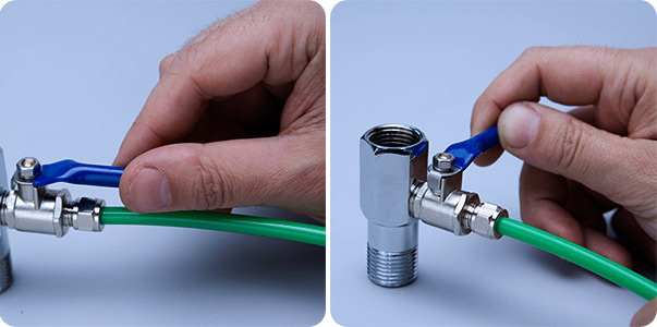 Lắp ống cấp nước của máy vào van điều tiết T