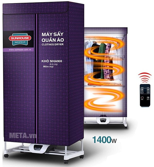 Máy sấy quần áo Sunhouse SHD2707 sấy được khoảng 15kg quần áo
