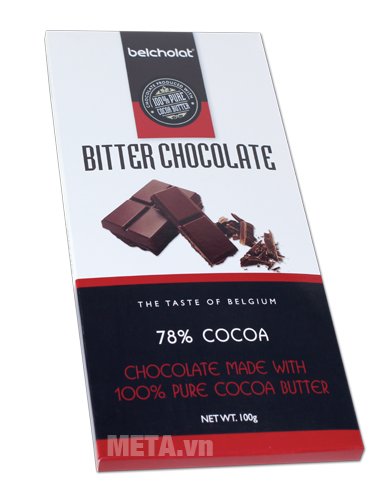 Socola Bitter Chocolate 78% sử dụng nguyên liệu nhập khẩu từ Bỉ, đóng gói tại Việt Nam.