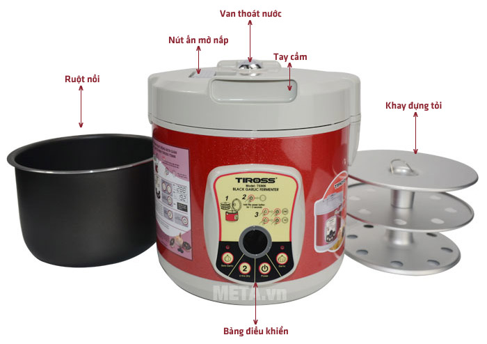Các bộ phận của máy làm tỏi đen Tiross TS906