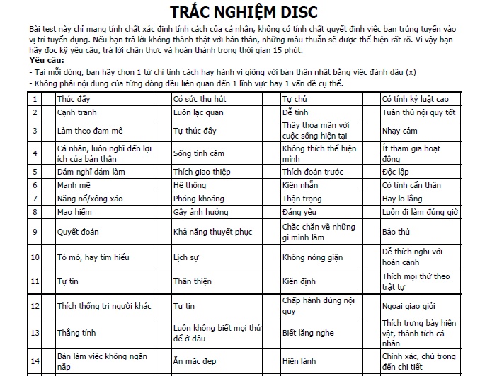 Mẫu đăng ký tuyển dụng dành cho ứng viên