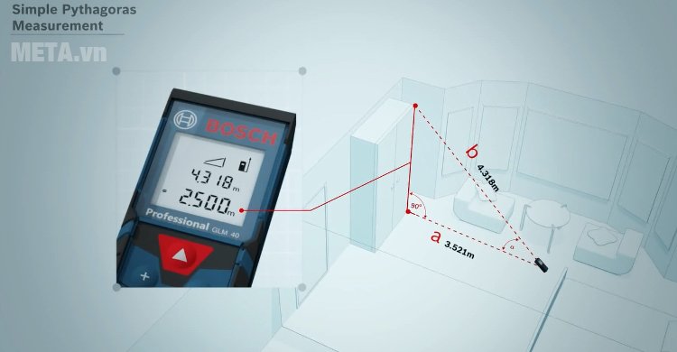 Máy đo khoảng cách laser Bosch GLM có chức năng đo chiều cao hoặc chiều dài vật thể 