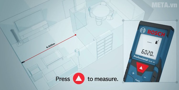 Máy đo khoảng cách laser Bosch GLM có phạm vi đo 0,15 - 40 (m)