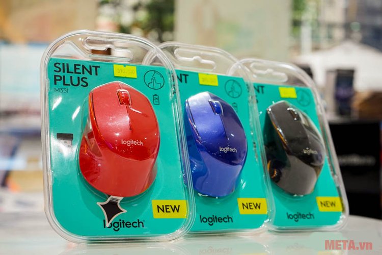 Chuột máy tính  Logitech M331 có ba màu: xanh, đỏ, đen 
