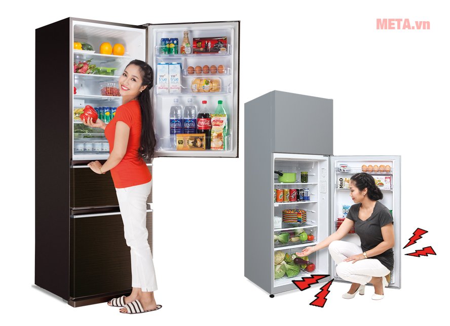 Tủ lạnh ngăn đá phía trên và ngăn đá phía dưới 
