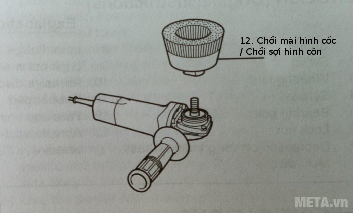 Tháo/lắp chổi mài hình cốc 