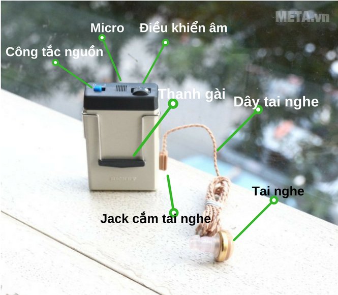 Cấu tạo máy trợ thính dây đeo Rionet HA-20Dx 