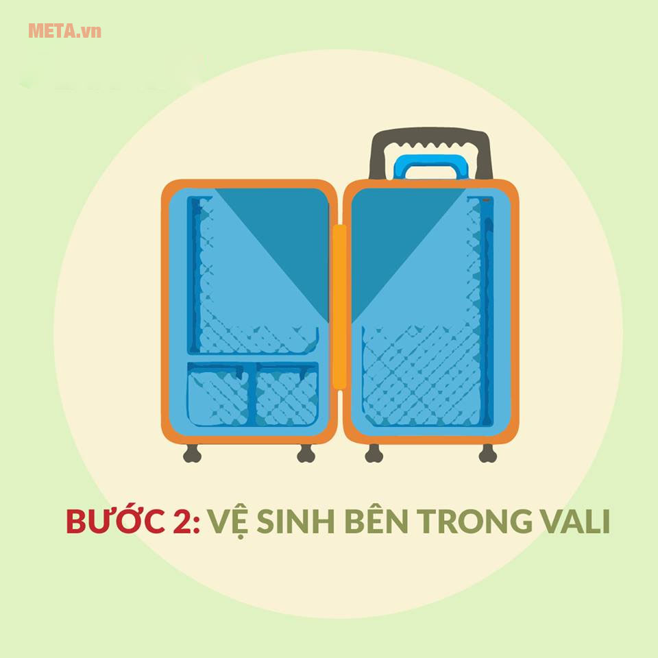 Vệ sinh bên trong vali