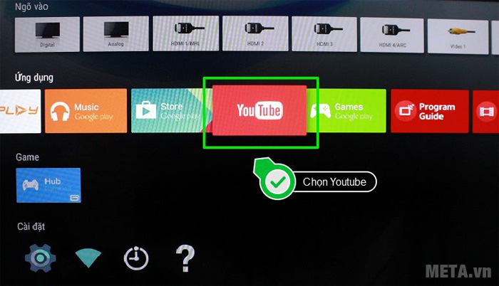 Chọn ứng dụng trên Youtube