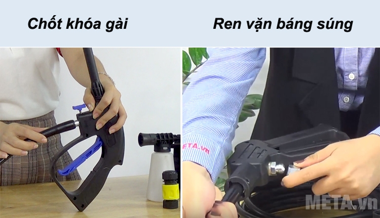 Lắp báng súng với dây phun