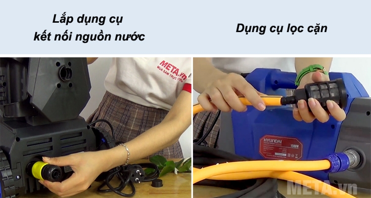 Kết nối máy với ống dẫn nước