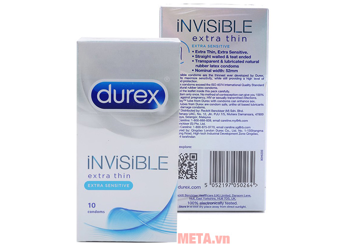 Bao cao su siêu mỏng Durex Invisible Extra Thin