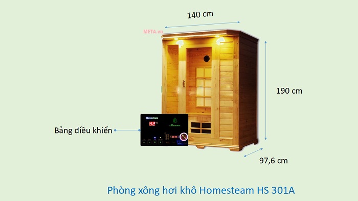 Kích thước Phòng xông hơi khô Homesteam HS 301A