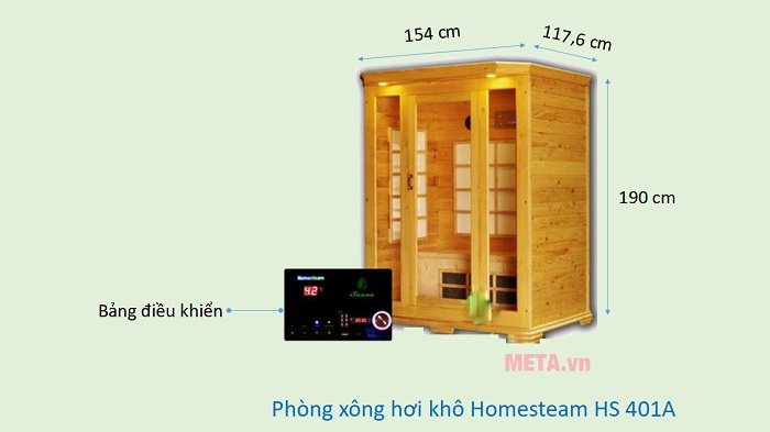 Kích thước Phòng xông hơi khô Homesteam HS 401A