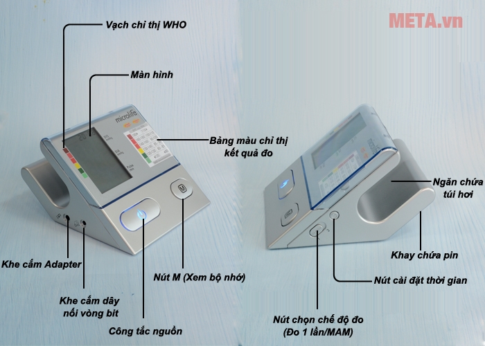 Cấu tạo máy đo huyết áp bắp tay Microlife BP A100 Plus 