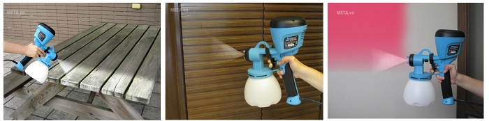 Máy phun sơn đa dụng Haupon sơn được nhiều bề mặt như tường, sắt, gỗ…