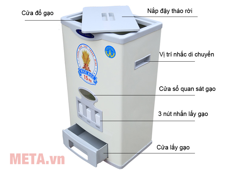 Thùng đựng gạo 15kg giá rẻ