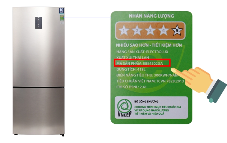 Tem năng lượng (Nhãn năng lượng) được dán trên tủ lạnh