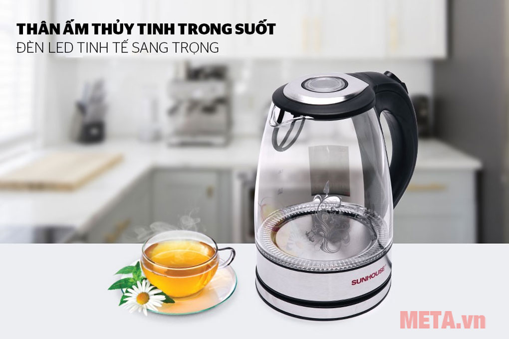 Ấm siêu tốc thủy tinh Sunhouse SHD-1217 1,7 lít