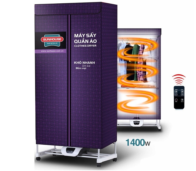 Máy sấy quần áo Sunhouse sử dụng phương pháp sấy an toàn