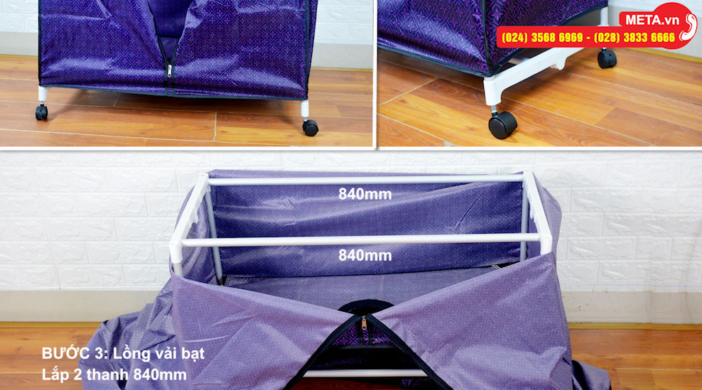 Lắp 2 thanh 840mm vào 2 tấm nhựa dẹt