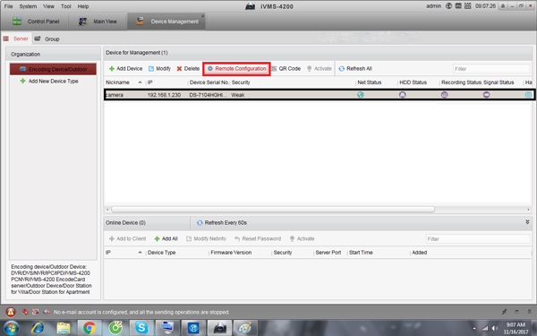 Đổi mật khẩu thông qua tùy chọn Remote Configuration của tab Server