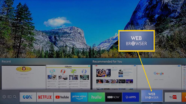 Trình duyệt web trên màn hình Home của tivi Samsung