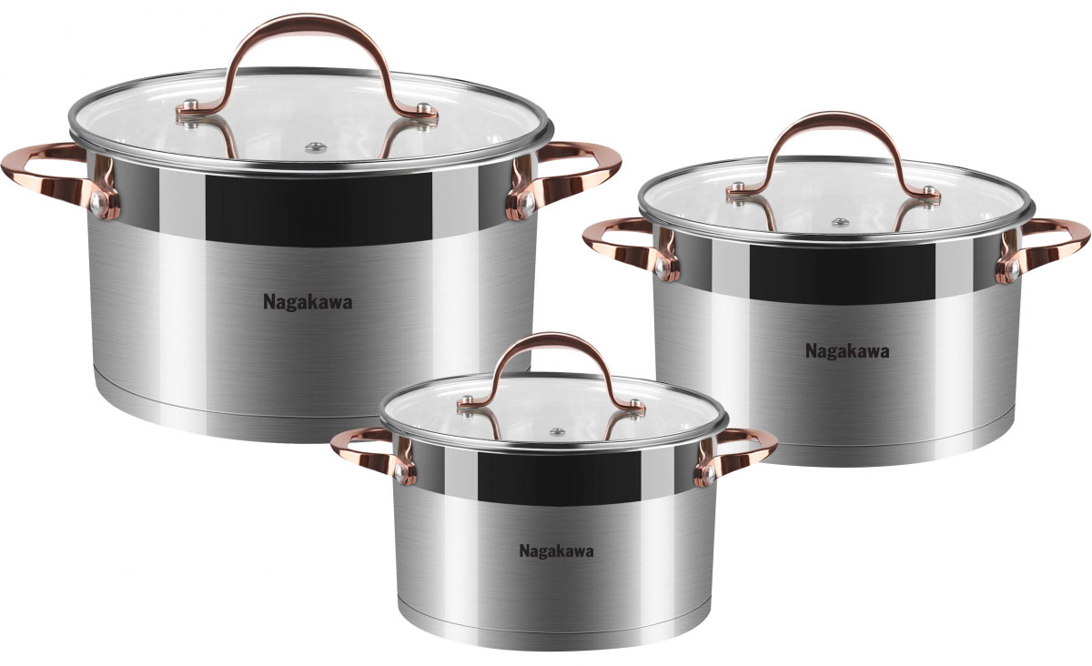 Bộ 3 nồi inox cao cấp 5 đáy Nagakawa NAG1352
