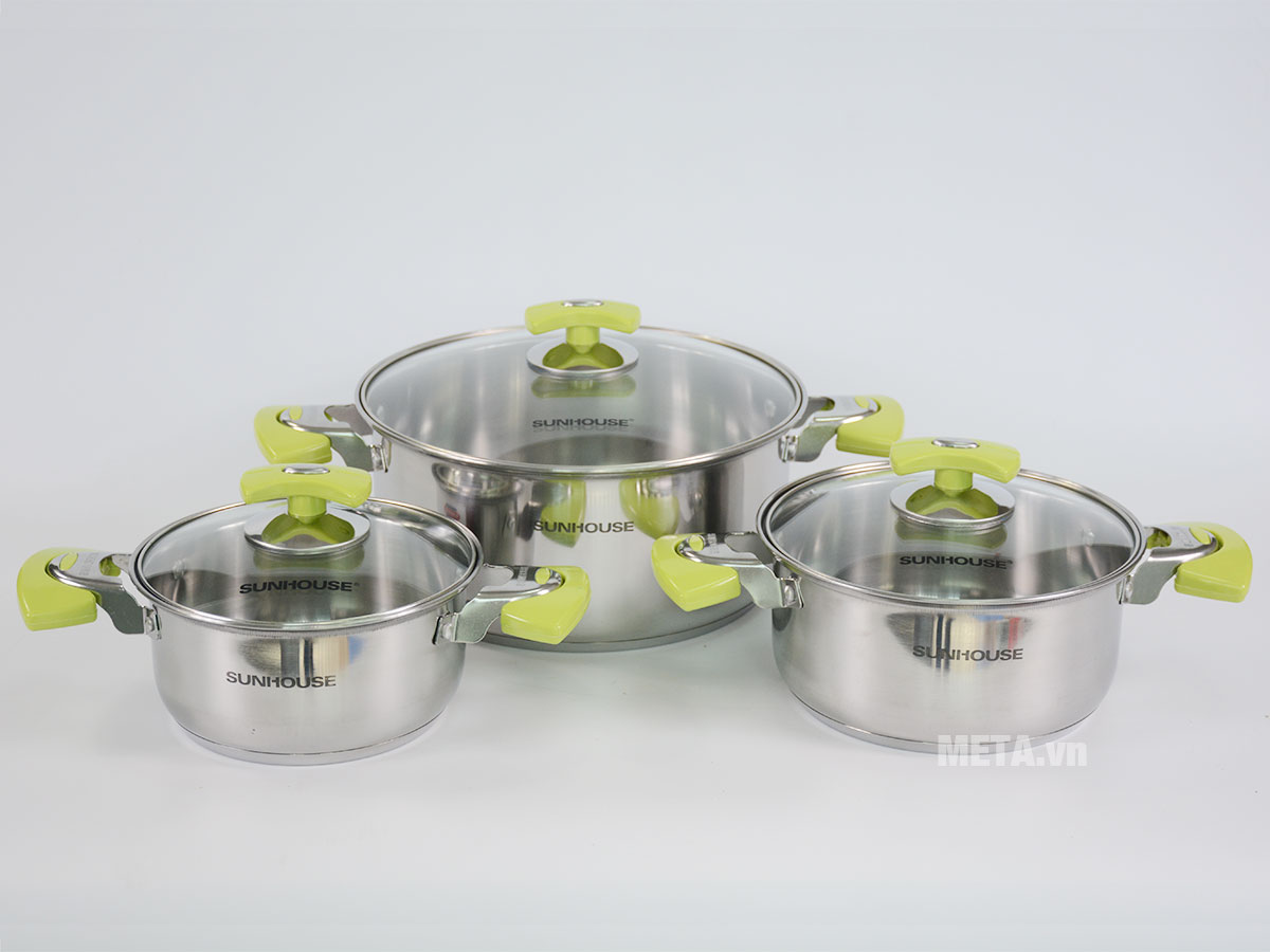 Bộ nồi inox 3 đáy Sunhouse SH336 