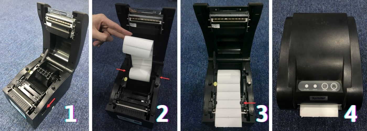 Cách lắp giấy vào máy in mã vạch Xprinter XP-250B