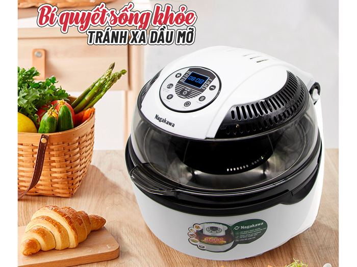 Nồi chiên không dầu xoay 360 độ Nagakawa NAG3303 (9 lít)