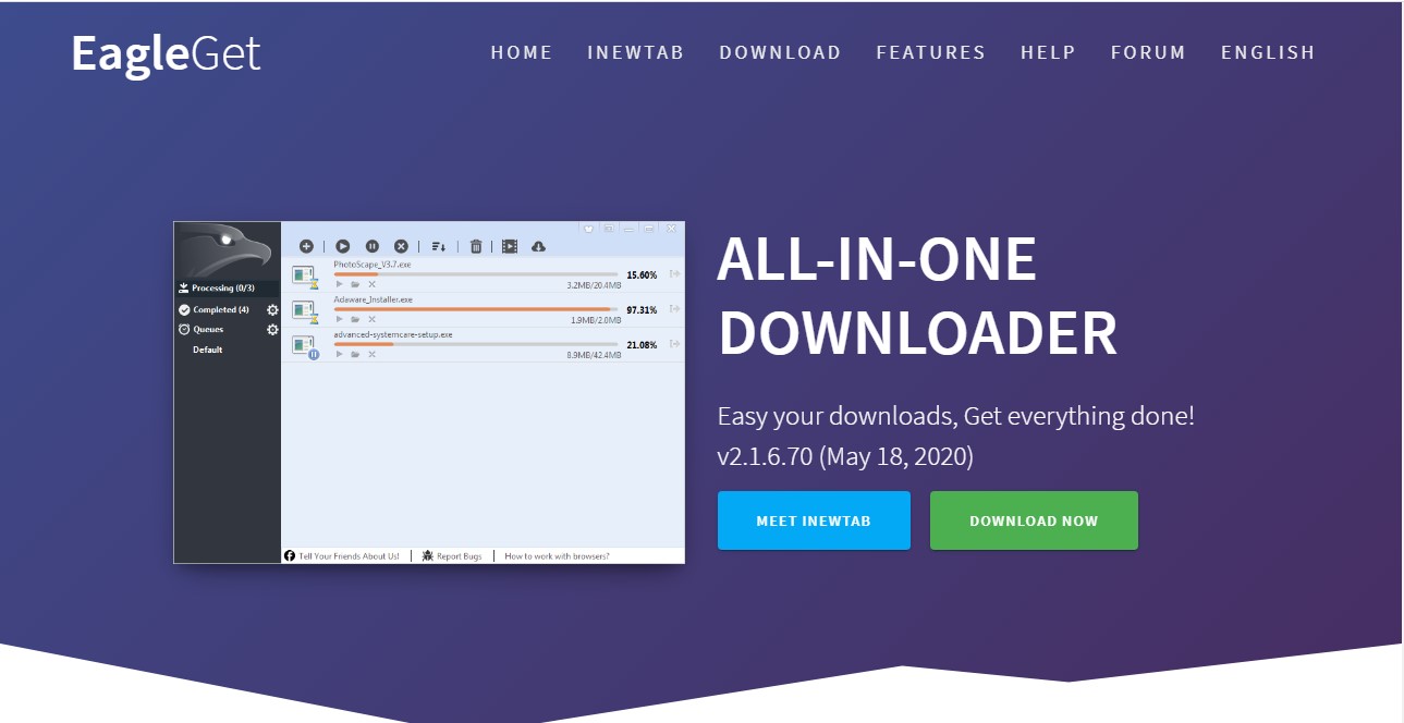Phần mềm download video Eagleget