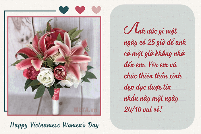 Hãy mừng kỷ niệm ngày Phụ Nữ Việt Nam 20/10 bằng những bông hoa đẹp và ấn tượng. Những hình ảnh hoa mừng ngày quan trọng này đầy sắc màu và tươi trẻ, được chụp bởi các nhiếp ảnh gia nổi tiếng. Hãy tìm kiếm ảnh hoa đẹp nhất, và tạo ra một sản phẩm hoa tươi tuyệt đẹp theo ý muốn của bạn.