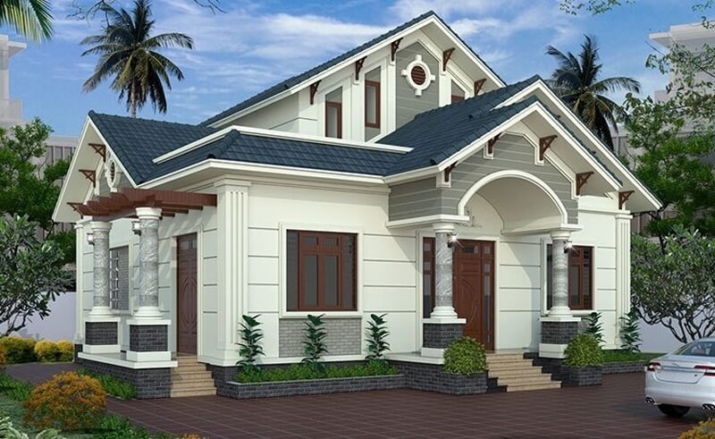 Cách phối màu sơn mặt tiền nhà ngoài trời đẹp cho nhà cấp 4