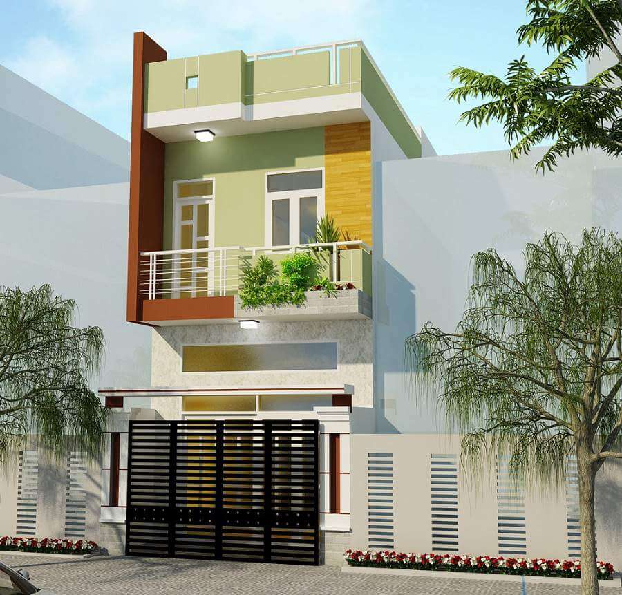Cách phối màu sơn mặt tiền nhà ngoài trời đẹp cho nhà ống