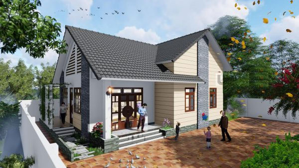 Mẫu nhà cấp 4 hiện đại có gác lửng