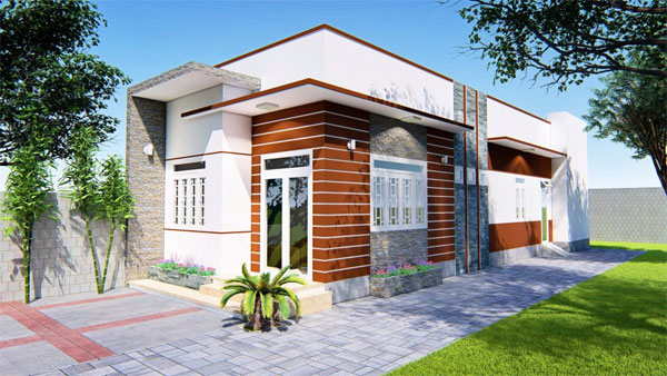 Mẫu nhà cấp 4 có 2 phòng ngủ