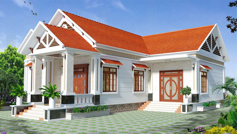 Nhà mái Thái với sân vườn rộng rãi