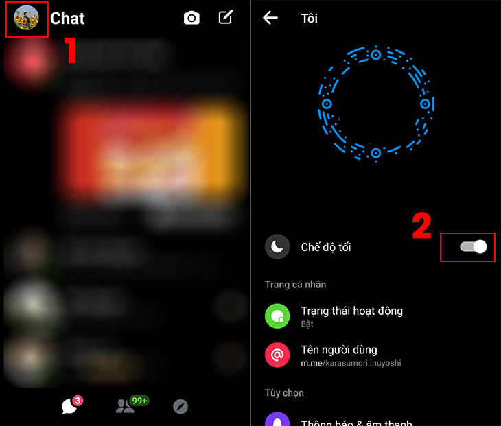 Cách tắt chế độ tối trên Messenger