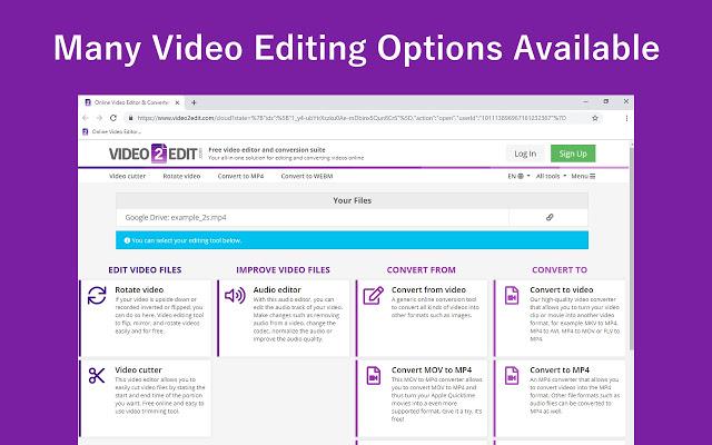 Trình chuyển đổi định dạng sang MP4 miễn phí Video2edit
