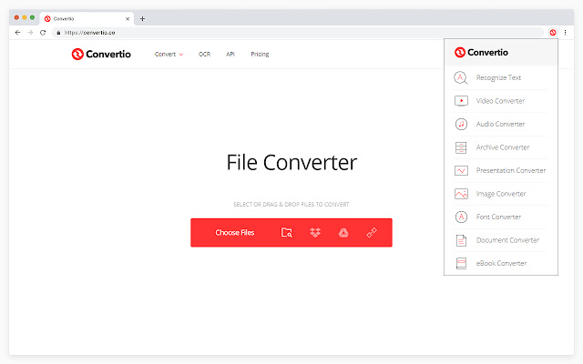 Trang đổi đuôi video miễn phí Convertio