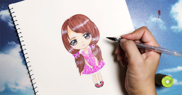 Hướng dẫn 10 bước vẽ mặt người chibi bằng marker