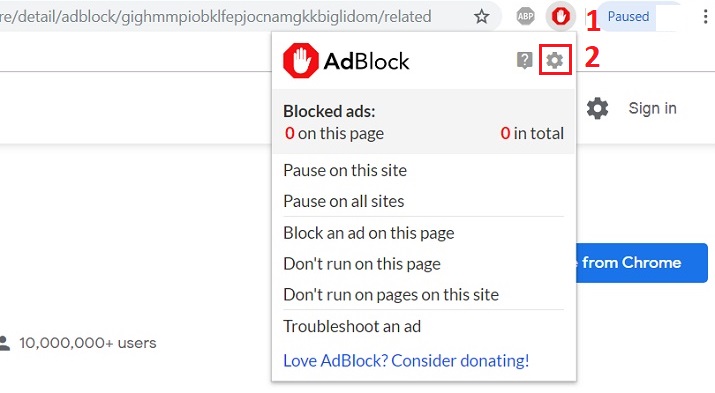 Sử dụng tiện ích mở rộng AdBlock để chặn quảng cáo Chrome trên máy tính