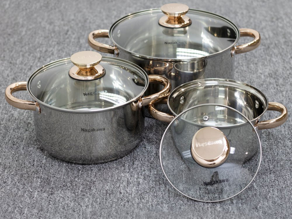 Bộ 3 nồi inox 4 đáy Nagakawa NAG1306